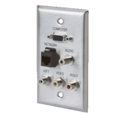 Stainless Steel Wallplate With VGA, Ethernet, 3.5 Stereo Auido, RCA Video Audio Feed Thru